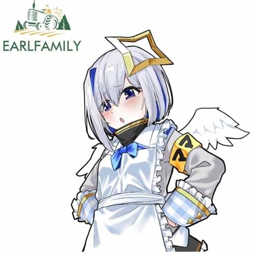 EARLFAMILY 13cm x 10.5cm for Amane Kanata Angel Wings Hololive VAN Scratch-Proof Car Stickers Surfboard Windshield Trunk Decal