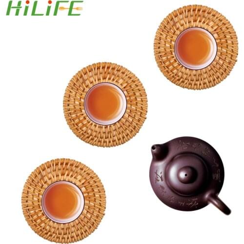 HILIFE 6Pcs/Set Round Tableware Placemat Coasters Set Insulation Mats Kitchen Table Mats For Kungfu Tea Accessories