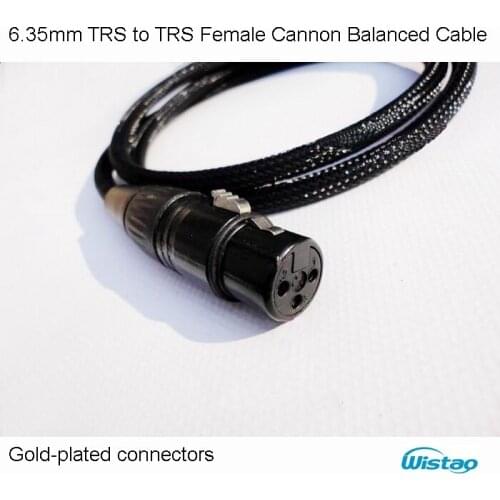 IWISTAO 6.35mm TRS to XLR HIFI Audio TRS Female Cannon Balanced Cable Gold-plated Contacts Choseal 4N OFC Black Free Shipping