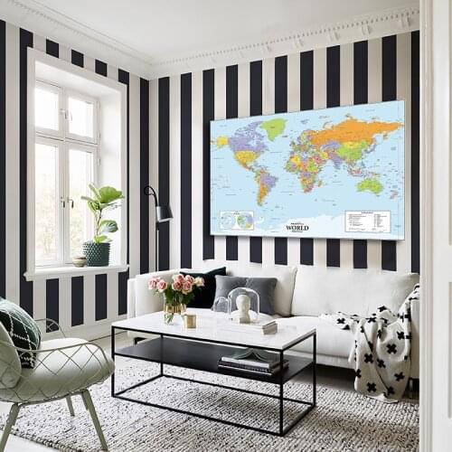 150x225cm The World Physical Map Non-woven Waterproof Without National Flag for Education and Culture