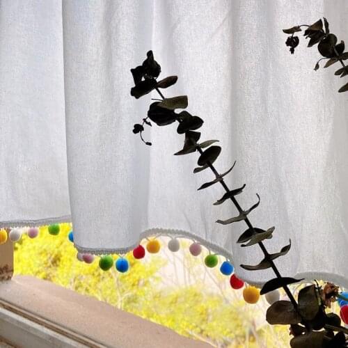 American Country Style Short Curtain Bookcase Half Curtain For Kitchen Transparent Tulle Short Door Curtain For Bar Home Decor