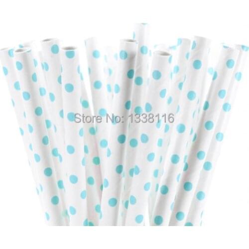 Pretty Color 100pcs Light Blue Mini Dot Paper Straws Paper Drinking Straws Wedding Fashion Straws Wholesale Online