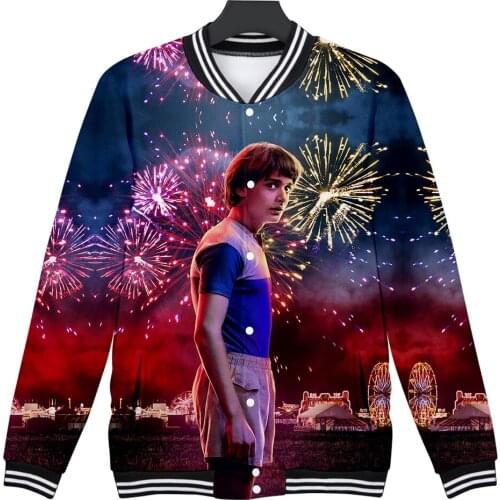 Stranger Thing 3D Baseball Jacket Men Women Fashion Casual Jacket High Quality Harajuku Baseball Jacket Autumn Boys/girls Jacket