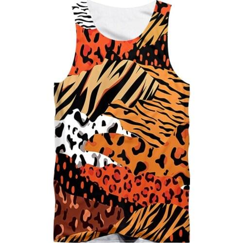OGKB Zebra Stripe Leopard Print Patchwork Tank Tops New 3d Print Hip Hop Oversize Casual Cool Summer Vest Dropshipping Plus Size