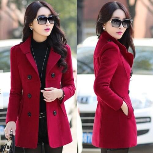 Fashion Woolen Coat Women Winter Clothes Long Cotton Wool Coats Office Lady Elegant Overcoat Double-breasted Slim Casual Jackets