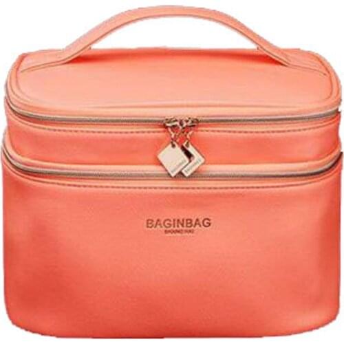 Fashion Cosmetic Bag Cases Large Kotak Make up Box Black Women Waterproof Toiletry Pouch Travel Storage Bags with Handle