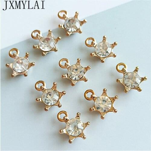 20 PCS 8*11mm 11*15mm Trendy Metal Alloy KC Gold Crystal Rhinestone Pendant Charms DIY Jewelry Accessories