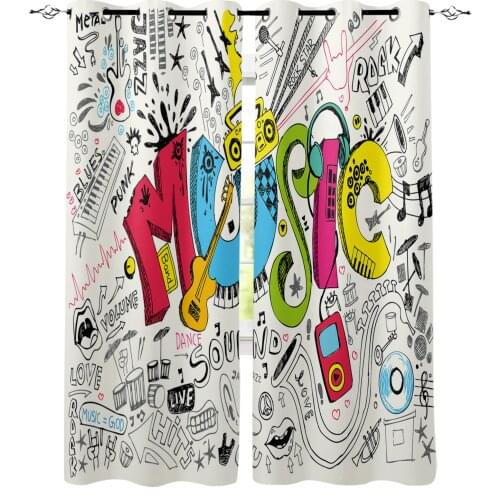 Music Posters Punk Curtain For Kitchen Living Room Bedroom Curtains Home Decoration Window Treatments Drapes
