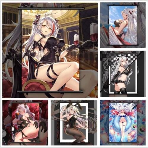 Wall Art Azur Lane Prinz Eugen Anime Canvas Pictures Poster Plastic Scroll Hanging Painting Print Home Decoration Living Room