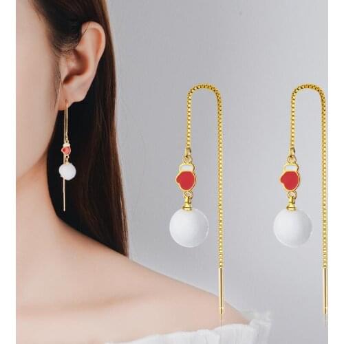 New Bells Snowflakes Fluff Ball Christmas Tree Hat Santa Claus Zircon Earrings Trend Creative Jewelry SAE82