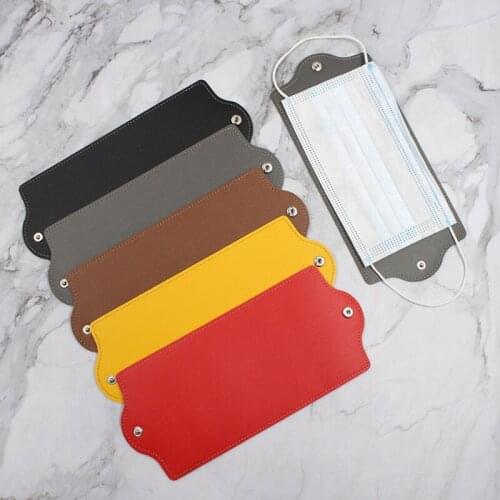 1PC Portable Mask Storage Folder PU Leather Mask Dustproof Storage Holder Environmental Protection Mask Temporary Storage Cover