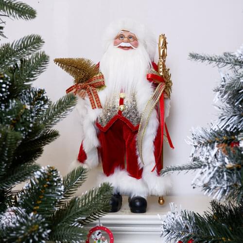 Christmas Santa Claus Beard Plush Dolls Standing Toy Decoration Gift for Kids Holiday New Year Navidad Home Ornaments Decor