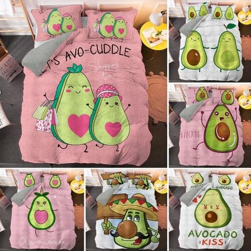 Cartoon Avocado Girls Boys Gift Duvet Cover Set Comforter Covers Adult Children Bedding Sets 2/3PCS Queen King Size