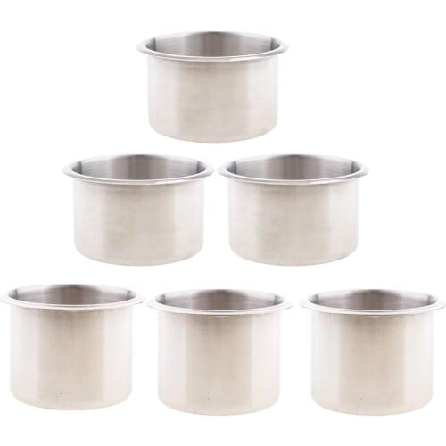 6-Pack Stainless Steel Drop-in Drink Holders Poker Table Cup Holder Recessed Cup Drink Holder (2.68x2.17inch + 3.54x2.17inch)