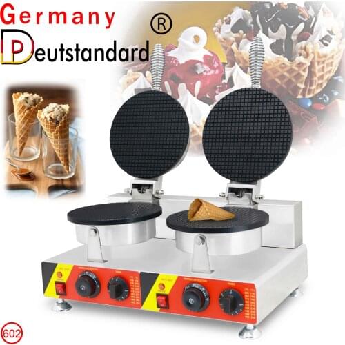Most Popular Double Head Belgium Egg Waffle Cone Maker 110V/220V Ice Cream Cone Maker waffle Ice Cream Maker Baking Equipment