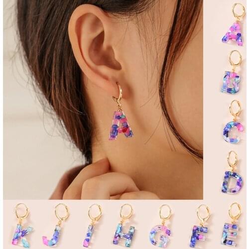 Fashion 26 Initial Letters Hoop Earrings for Women Girls Gold Color Cute Alphabet Korean Ear Jewelry Circle Drop Dangle Earrings
