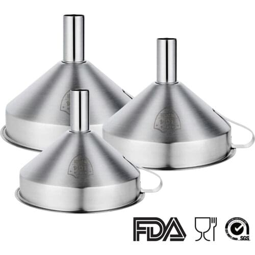 Kitchen Oil Liquid Funnel Bar Wine Flask Funnel Wide Mouth Stainless Steel Funnel with Detachable Filter Strainer Kitchen Tools