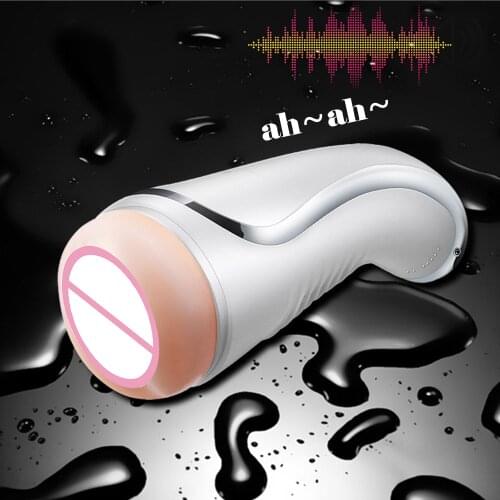 Endurance Exercise 7 Speeds Vibrator Vagina Real Pussy Aircraft Cup Sex Toys For Men Male Masturbator Cup Interactive Sex Voice