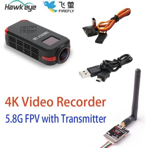 5.8G FPV Video transmitter with Hawkeye Firefly Q6 4K HD FPV Aerial Camcorder 120 Wide Angle Camera for RC Racing Drone rc car