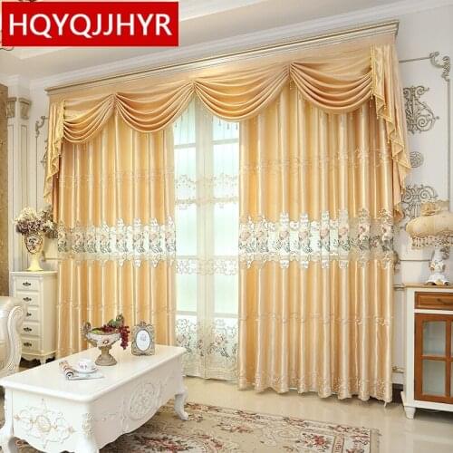 High-end custom European and American style embroidery shade curtains for bedroom modern classic luxury curtains for living room