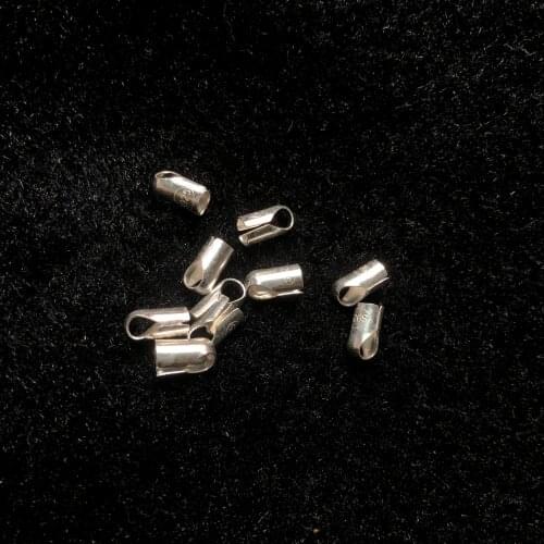 Wholesale Solid 925 Silver findings 20pcs/lot 925 silver leather clasp 3·5x4x8mm leather cord end w/ clasp