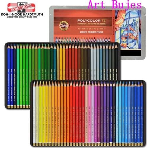 24/36/48/72 oily color pencil Czech KOHINOOR hexagon solid wood animation design painting hand-painted color pencil iron box