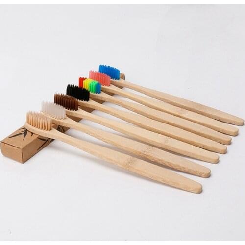 1PC Natural Bamboo Handle Toothbrush Rainbow Colorful Whitening Soft Bristles Bamboo Toothbrush Eco-friendly Oral Care