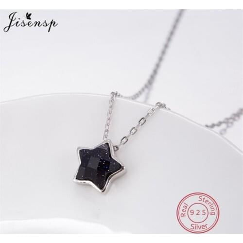 100% 925 Sterling Silver Cute Shiny Star Choker Necklaces for Women Charm Jewelry Black Obsidian Star Necklace Wedding Gifts