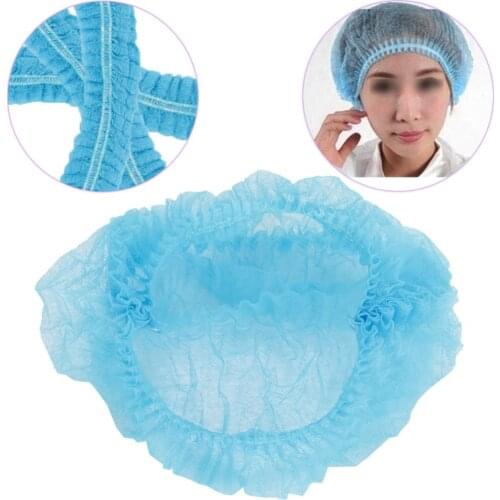 100PCS Disposable Tattoo Hair Caps Non Woven Anti Dust Hat Strip Blue Non-woven Caps for Salon Eyebrow Tattoo Supplie Accesories