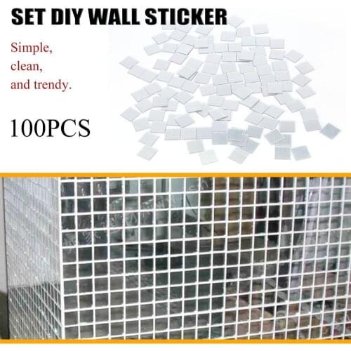 100Pcs Mirror DIY Wall Sticker Popular Tile 3D Home Decoration Mosaic Sticker Waterproof Moderm Decoration Stick