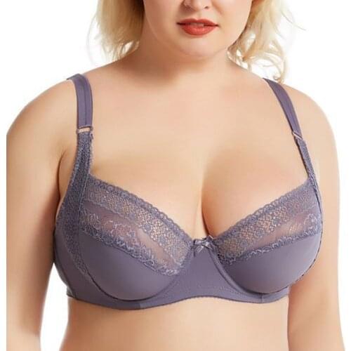 2021 Plus Size Bra Thin Lace Bralette For Woman Brassiere Adjustable Full Cup Bras Underwear Girls A B C DD E Cup