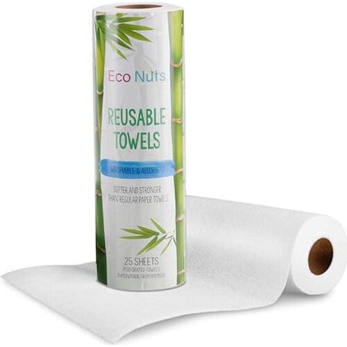 25pcs Reusable Bamboo Towel Kitchen Dish Cloth Paper Towel Roll Organic Washable