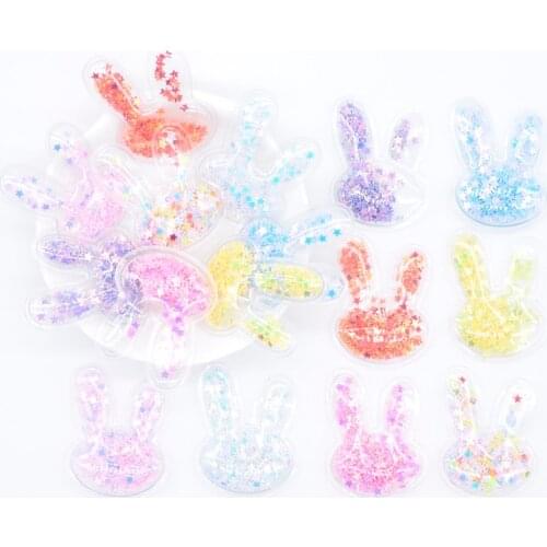 32Pcs 30*38mm Transparent Plastic Filling Sequins Rabbit Applique for DIY Pendant Headdress Hairpin Band Accessories Patches L69
