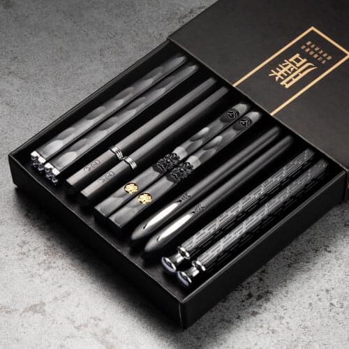 5Pairs/Set High Quality Household Japanese Style Chopsticks Non-slip High Temperature Alloy Chopsticks Net Celebrity Family