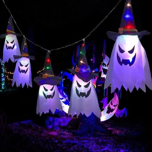 5PCS Halloween Decorations LED Witch Hat Glowing Ghost Hat Lights Battery-powered Outdoor Indoor Courtyard Tree Party Lighting