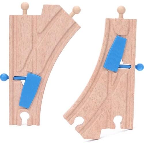 Wooden Train Track Accessories Junction Switching Track Railway Toy Compatible with All Major Brands of Trains and Track