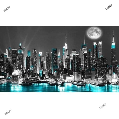 Diamond Painting New York Night City Landscape Diamond Inlaid Diamond Embroidery Cross Stitch Home Decoration Diamond Art