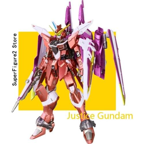 B A N D A I metal color MG 1/100 ZGMF-X09A NO.197 Justice G u n d a m Assembly model Action Figure Toys