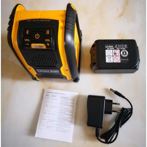 Bluetooth USB Speaker For Dewalt Makita Milwaukee Bosch Compatible with 14.4/18V Lithium Battery with Charger and Battery