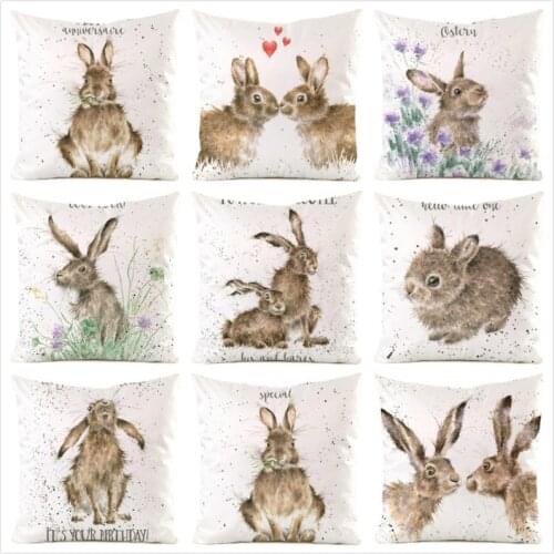45cm*45cm Rabbit Inimitated Silk Fabric Throw Pillow Covers Couch Cushion Cover Home Decorative Pillows Pillow Case