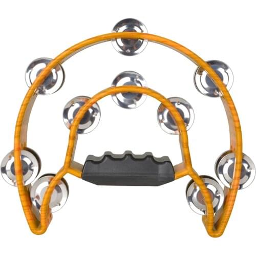 Wooden Half Moon Drum Orff Tambourine Creative Percussion Musical Instruments ABS Finger-shaped Handle Hand Bell