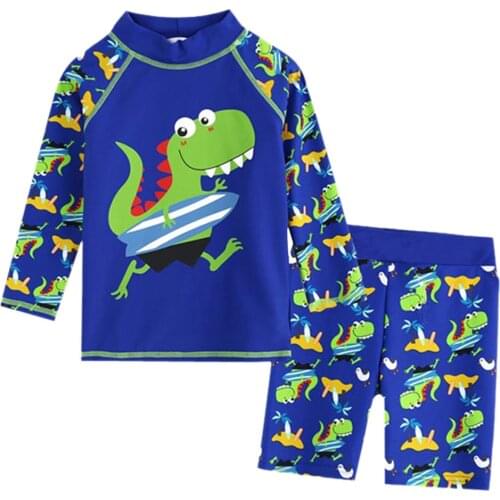 Kid Baby Boy Long Sleeve 3D Dinosaur Cartoon Beach Swimwear Bathing Set Clothes Bikini 2020 Girl Swimsuit Kids Swimwear Summer