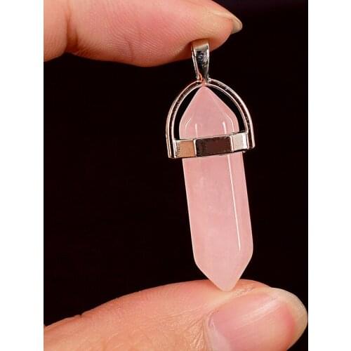 30mm Tumbled Stone natural Hexagonal Column rose quartz Healing Crystal Polished Stones And Mineral Reiki Pendulum home Decor