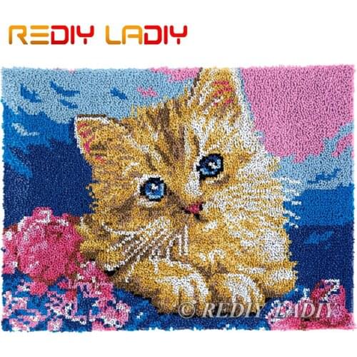 Latch Hook Rug Lovely Kitten Chunky Yarn Tapestry Kits DIY Carpet Rug Knitted Floor Mat Crochet Cushion Arts & Crafts 81*61cm