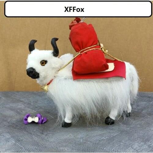 Cute simulation yak model polyethylene&furs real life white yak doll gift about 23x19cm xf2869