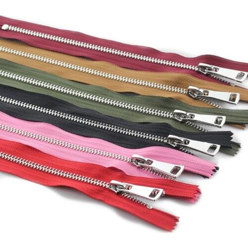 2pcs 5# 20cm metal zipper close-end auto lock for sewing clothing platinum zippers