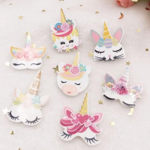 Lovely Colorful Unicorn Flat back Acrylic sheet Miniature pattern applique DIY Home Decor scrapbook craft OW92