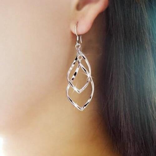 Fashion Punk Brincos Twist Rhombus Hollow Leaf Big Earrings For Women Wedding Jewelry Mujer Boucle d'oreille