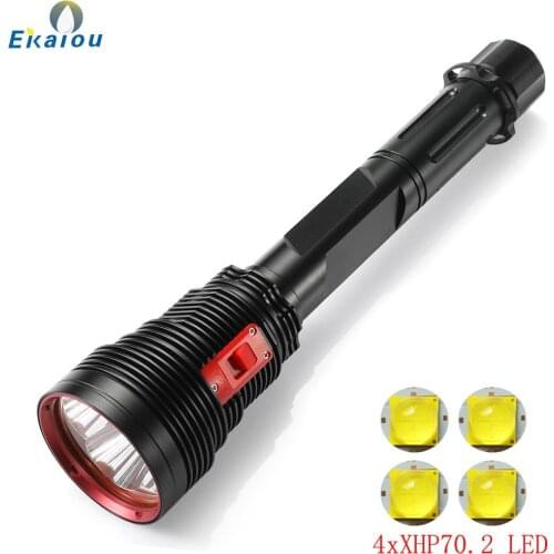 New High Brightness Professional Diving Flashlight 4xXHP70.2 LED Submarine Light Waterproof 200M Diver Torch 16850/26650 battery