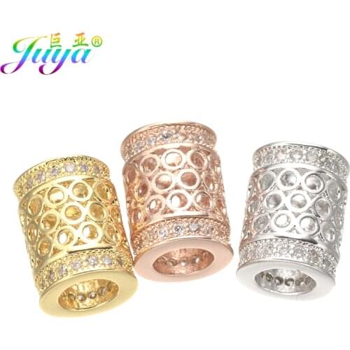 Wholesale DIY Metal Beads Supplies Micro Pave Zircon Hollow Circle Metal Beads Accessories Women Men Beads Jewelry DIY Making